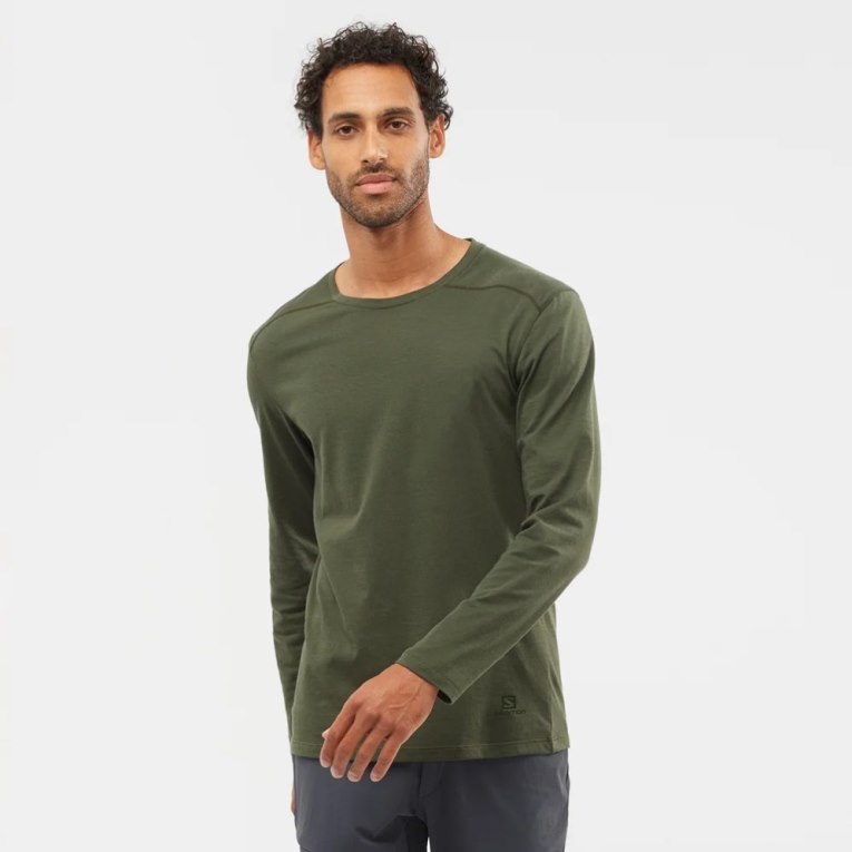 Salomon Essential Long Sleeve Tricko Panske Olivovo Zelená | SK 3OYQSI